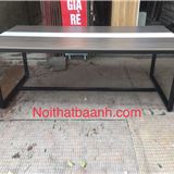 Bàn họp 1m x 2m chân sắt sơn tĩnh điện mặt bàn ghép 3 mảnh màu vân tối