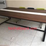 Bàn họp 2m4 x 1m2 3 mảnh màu nâu trắng sang trọng