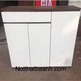 Tủ giày 3 cánh gỗ Khung màu Nâu cánh Trắng sang trọng,sáng sủa
