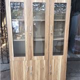 Tủ hồ sơ 3 buồng cánh kính gỗ màu ngọc lan giá rẻ