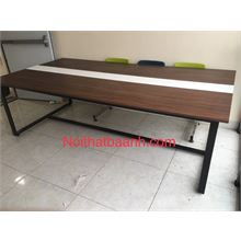 Bàn họp 2m4 x 1m2 3 mảnh màu nâu trắng sang trọng