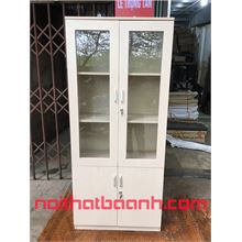 Tủ hồ sơ cánh kính gỗ Melamin loại 2 cánh màu Fami